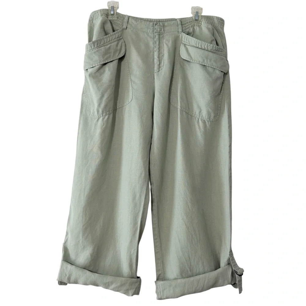 Wide Leg Utility Pants in Sage Green